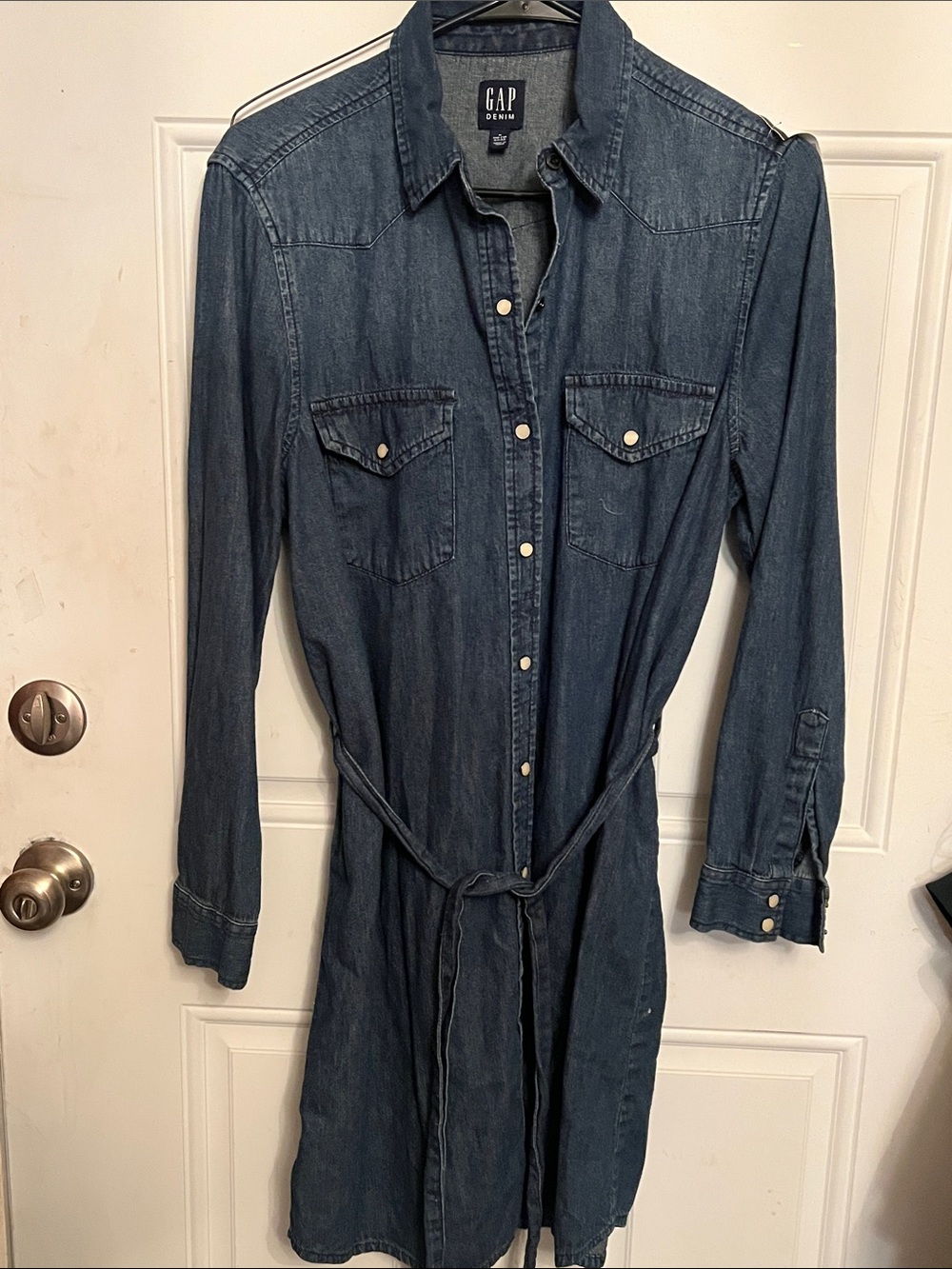 GAP Dark Blue Denim Shirt Dress with Waist Tie